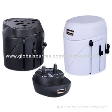 Worldwide USB Universal Travel Chargers with US/UK/AU/EU Plug, Fire-retardant ABS Material